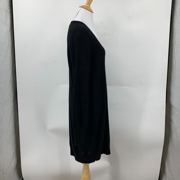Zara Sweater Dress Women S Small Black V Neck Acrylic Nylon Blend Knit Oversized - Picture 6 of 16